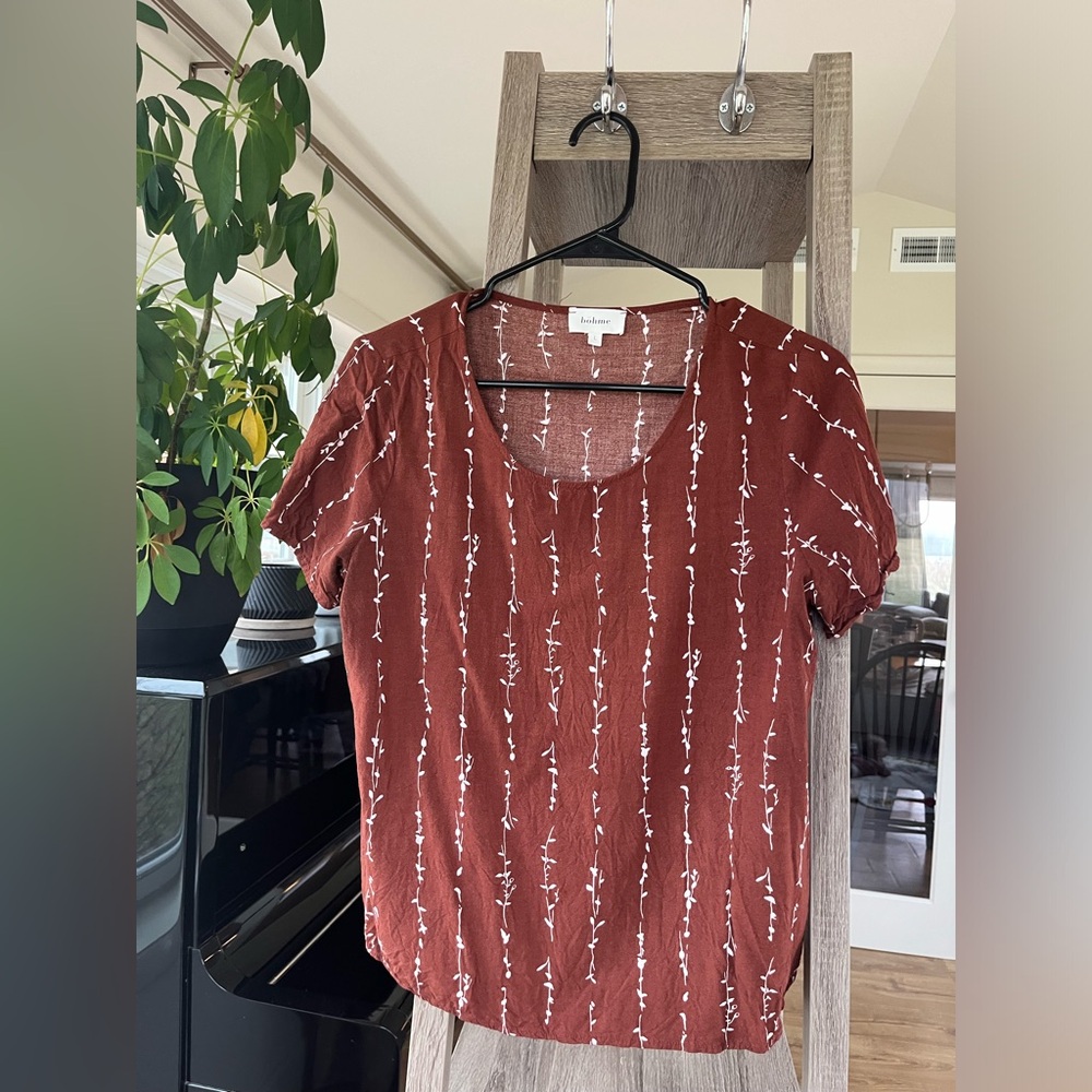 Brown Blouse With Floral Detail